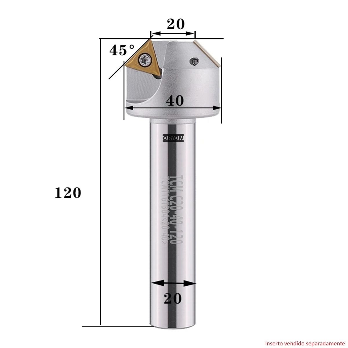 escareador intercambiavel 90 graus 40mm para tcmt 16t3 - Imagem 3
