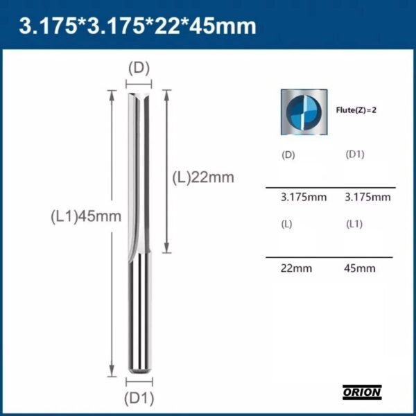 fresa corte reto 3,175x22 router cnc mdf acm - 2 cortes - Imagem 2