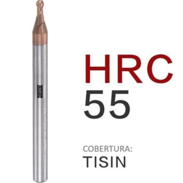 fresa esferica metal duro 2 cortes 01 mmx2x050xh4 TiSiN - Imagem 3