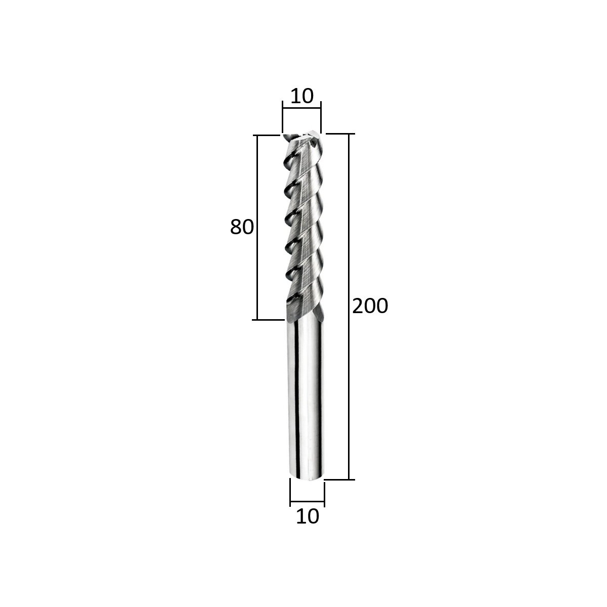 fresa topo para aluminio 3 cortes 10mmx80x200xh10 - Imagem 3