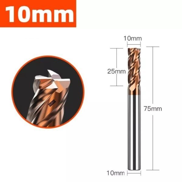 fresa topo metal duro 2 cortes 10 mmx25x075xh10 TiSiN - Imagem 2
