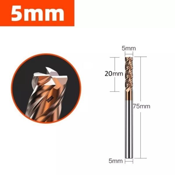 fresa topo metal duro 4 cortes 05 mmx20x075xh5 TiSiN - Imagem 2