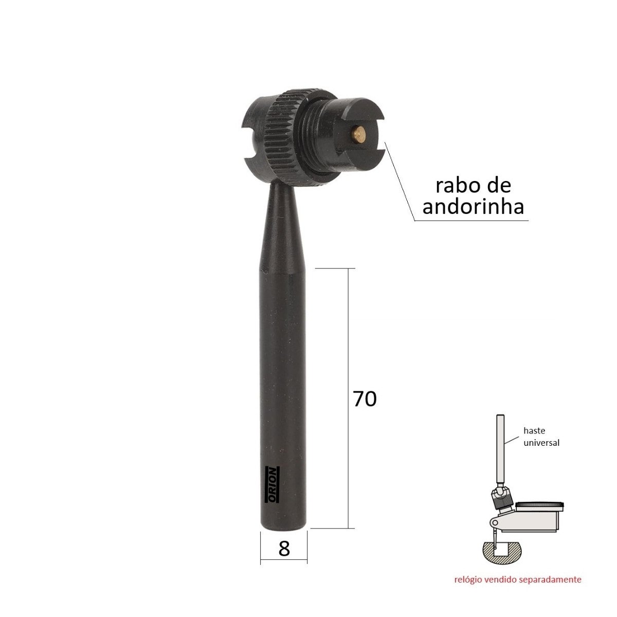 haste universal para relogio apalpador diam 8x70mm - Imagem 3