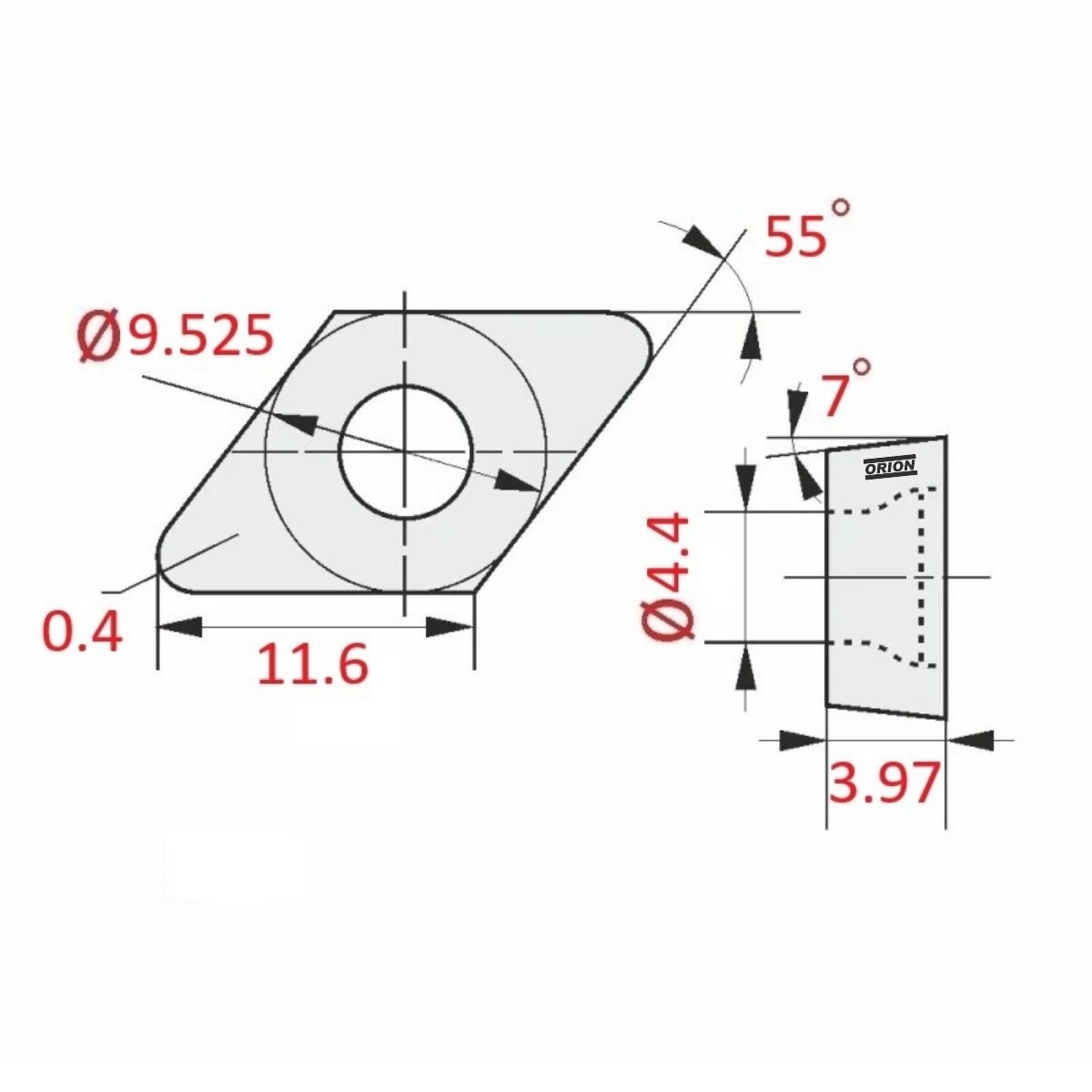 inserto dcmt 11t304 hm un4015 - Imagem 3