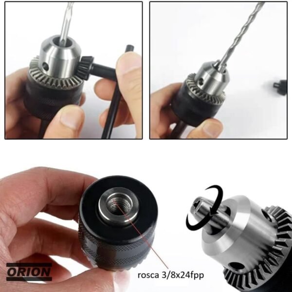 mandril com chave 1,5 a 13 mm rosca 1/2x20 fios - Imagem 2