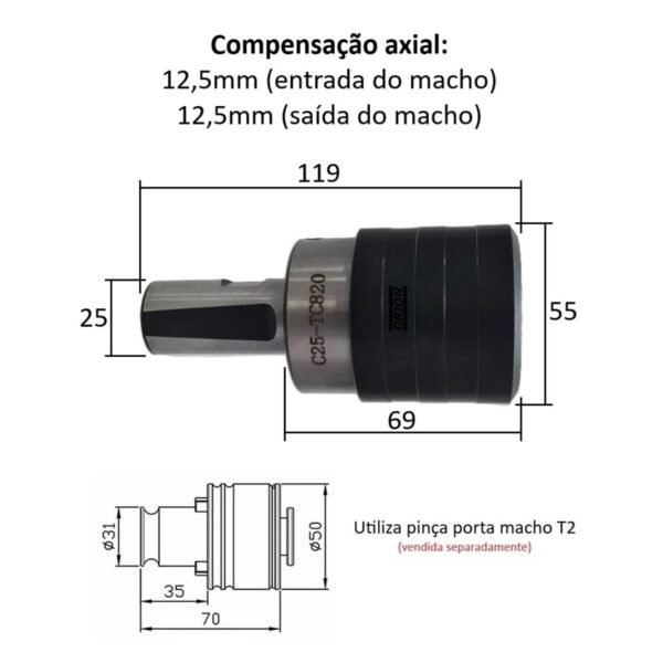 mandril flutuante haste paralela m5 a m20 - Imagem 3