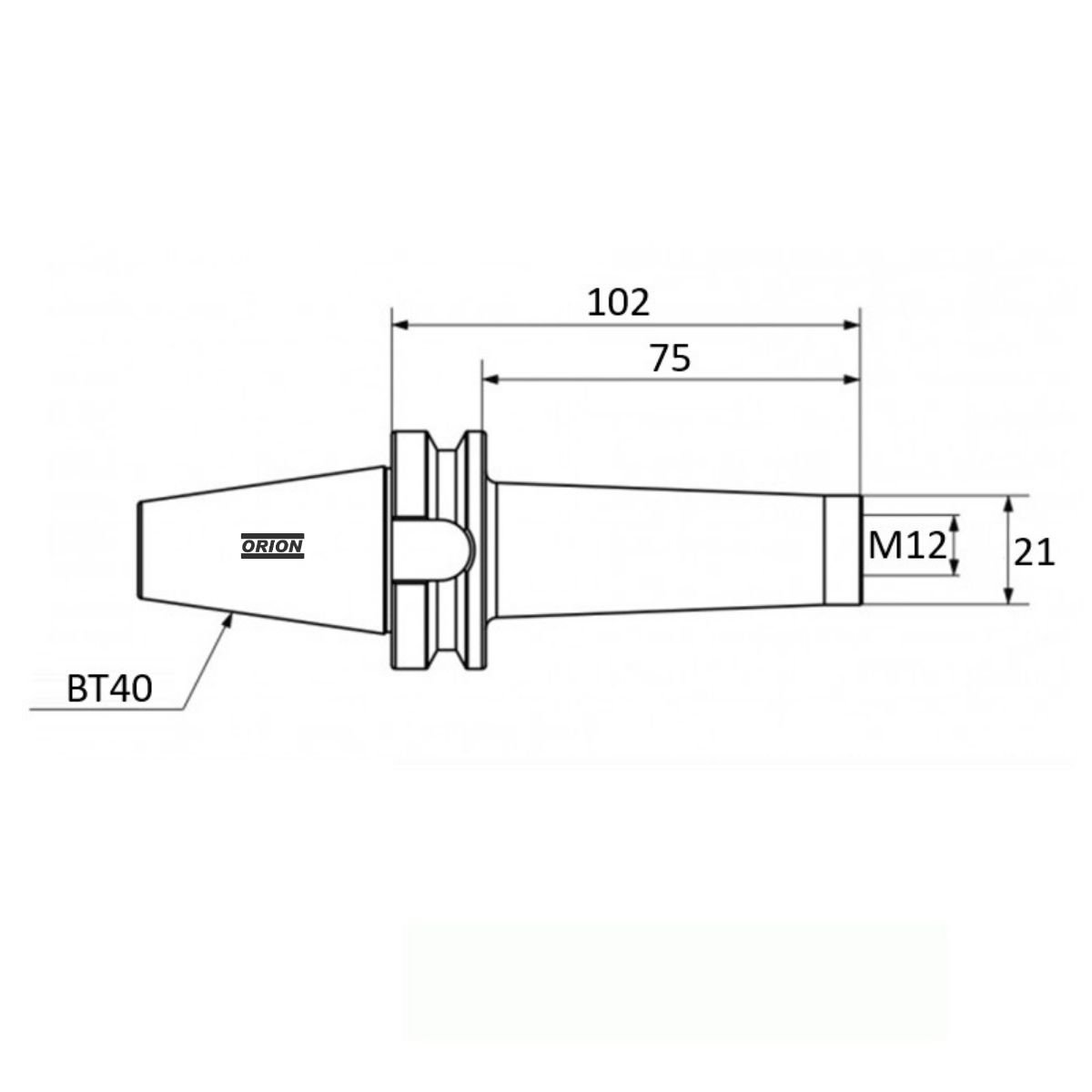mandril porta fresa bt40 roscado m12 L 75 mm - Imagem 3