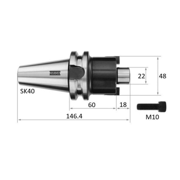 mandril porta fresa Sk40 22 mm - Imagem 3
