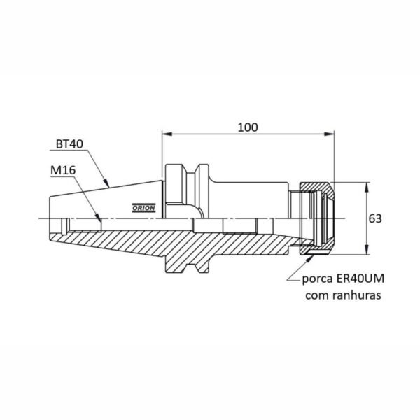 mandril porta pinças er40 bt40 L 100 mm - Imagem 3