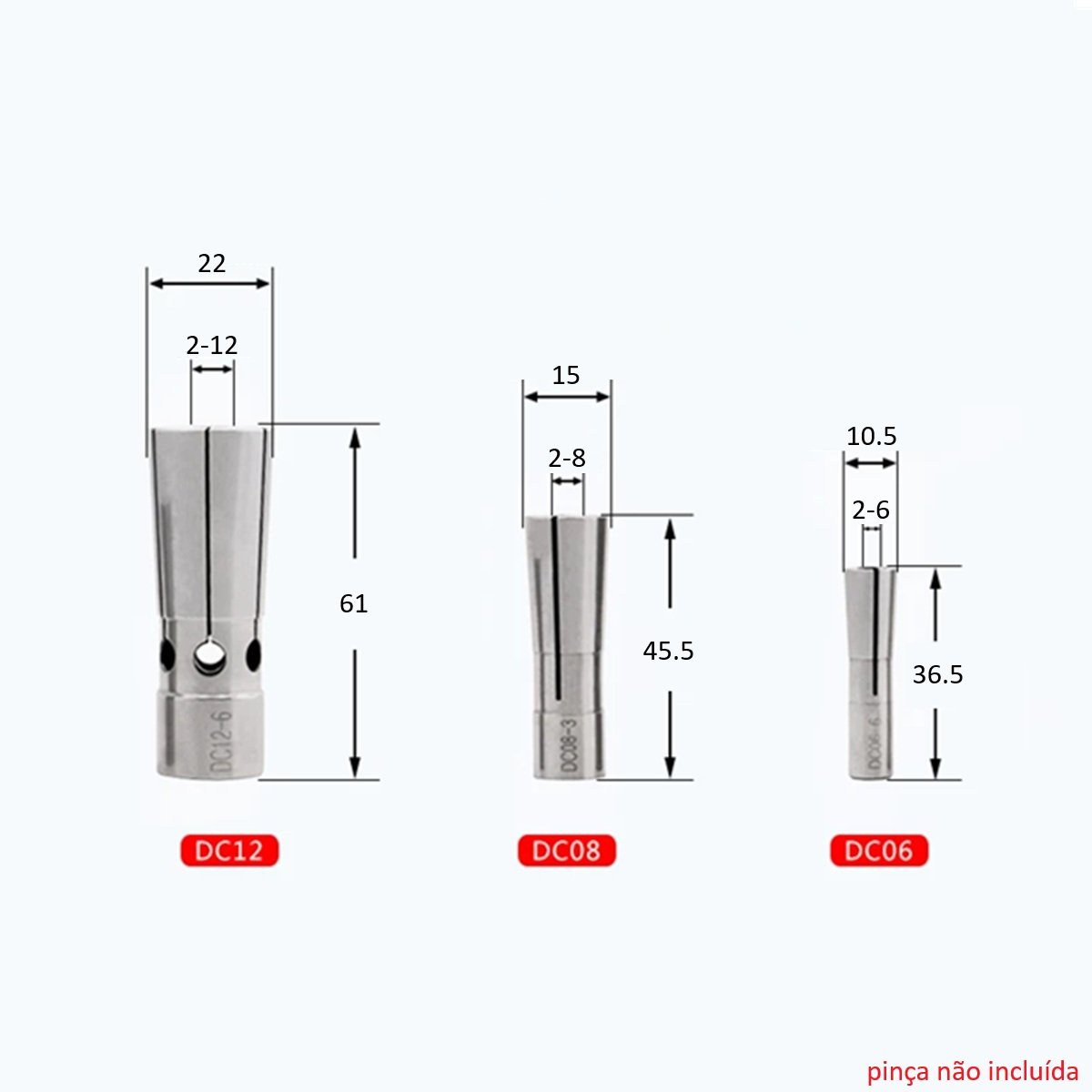 mandril porta pinças dc6 bt40 L90 - Imagem 6