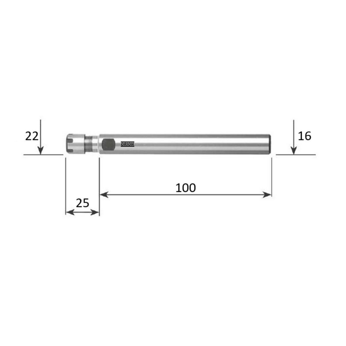 mandril porta pinças er16M haste paralela 16x100mm - Imagem 3