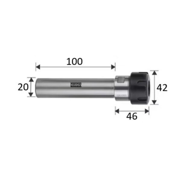 mandril porta pinças er25 haste paralela 20x100 mm - Imagem 3