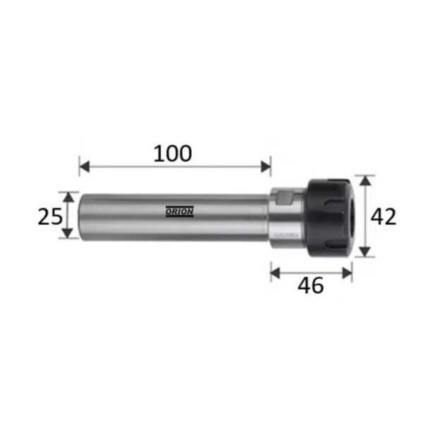 mandril porta pinças er25 haste paralela 25x100 mm - Imagem 3