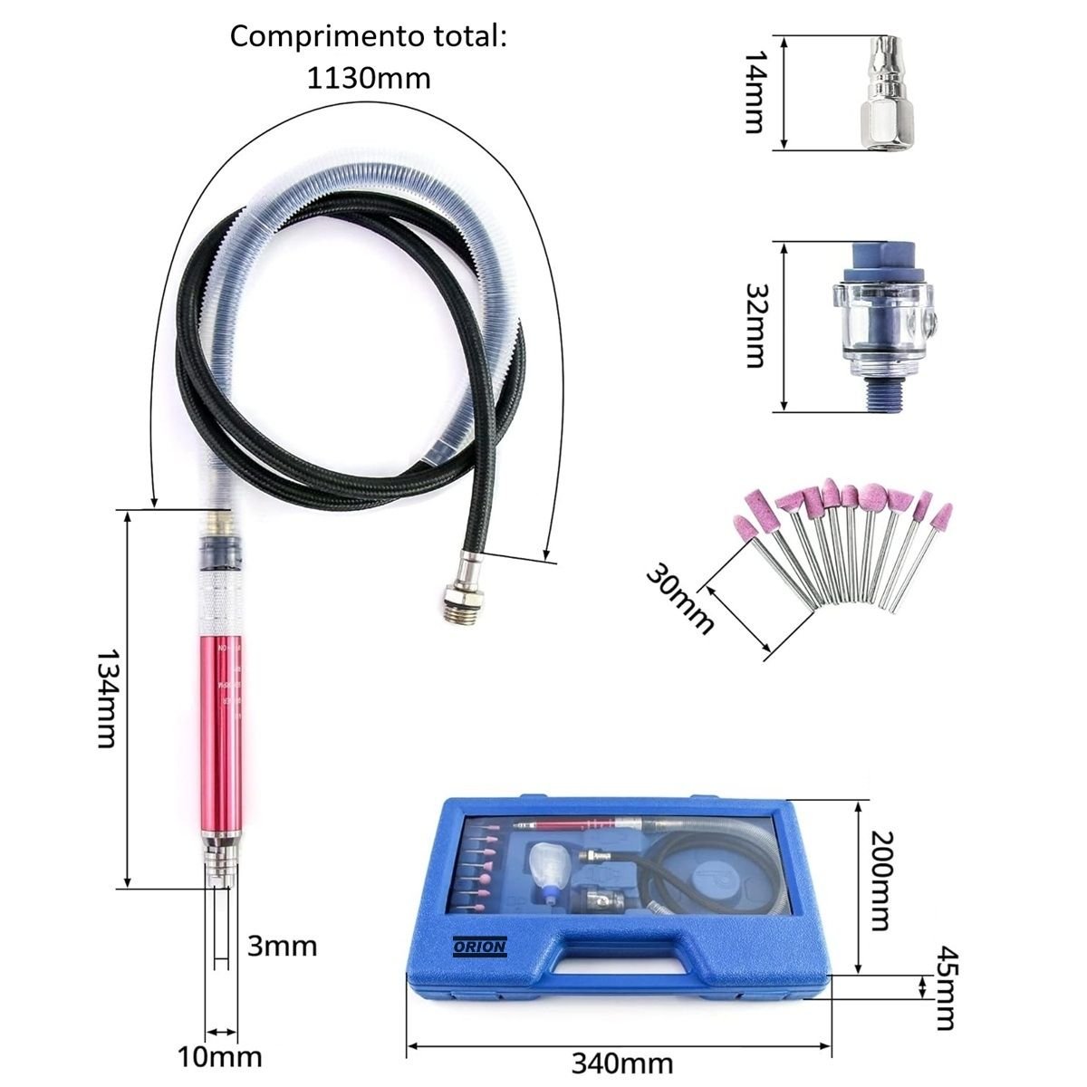 micro retifica esmerilhadeira pneumatica caneta e acessorios - Imagem 3