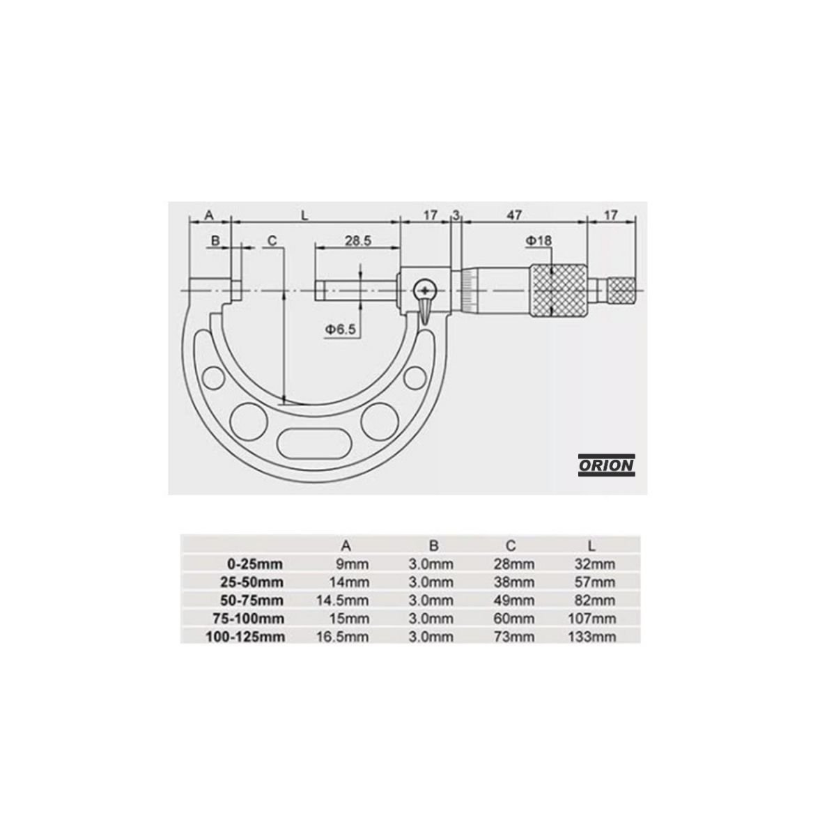 micrometro externo 0 a 025 mm x 0,01 mm - Imagem 3