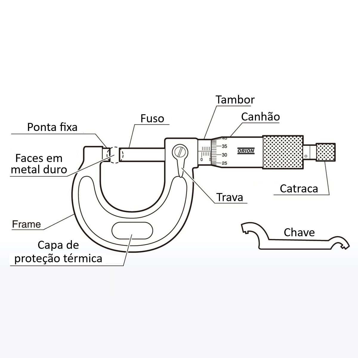 micrometro externo 0 a 025 mm x 0,01 mm - Imagem 5
