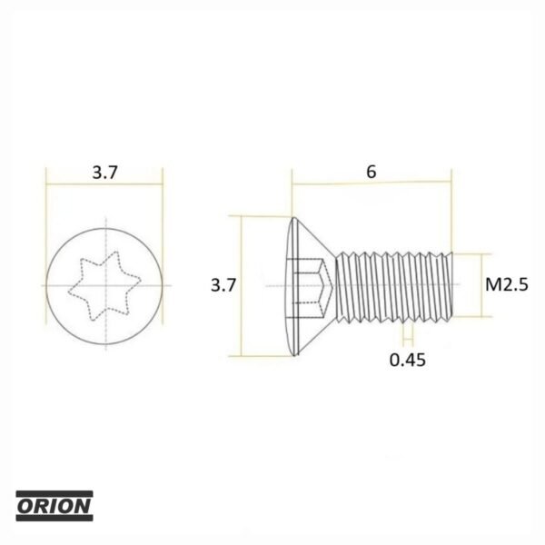 parafuso torx m2,5x6,0 t08 - Imagem 3