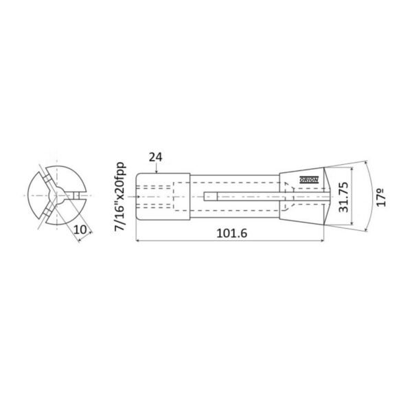 pinça para afiadora universal U3 R8 10 mm - Imagem 3