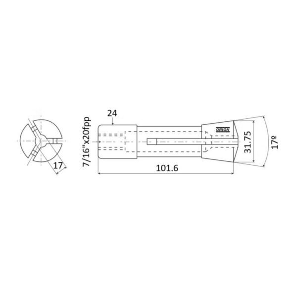 pinça para afiadora universal U3 R8 17 mm - Imagem 3