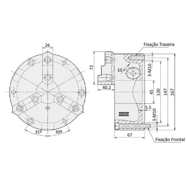 placa de torno reversivel 3 castanhas 160 mm fixaçao frontal - Imagem 3