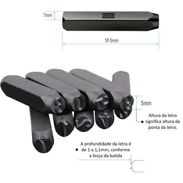 punçao marcador numerico 05 mm 9 peças - Imagem 3