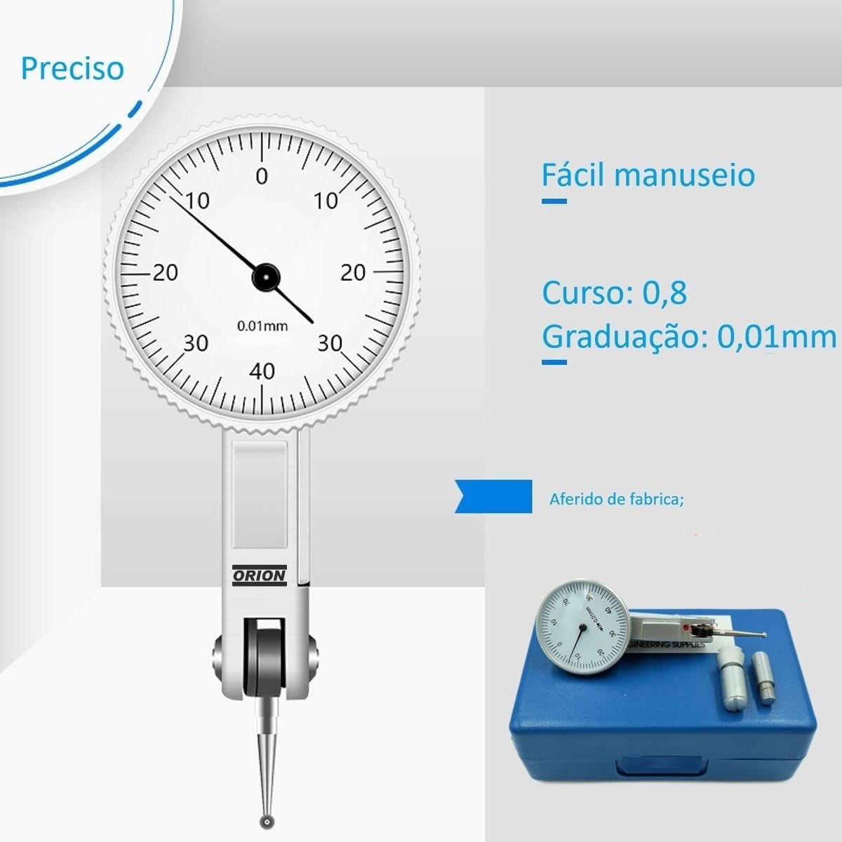 relogio apalpador 0.8mm 0.01mm PROMO - Imagem 2