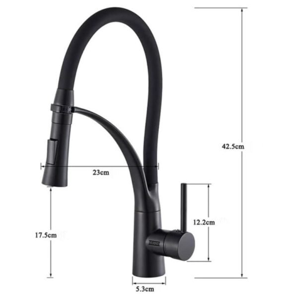 torneira cozinha gourmet monocomando flexivel preto 92110 - Imagem 3