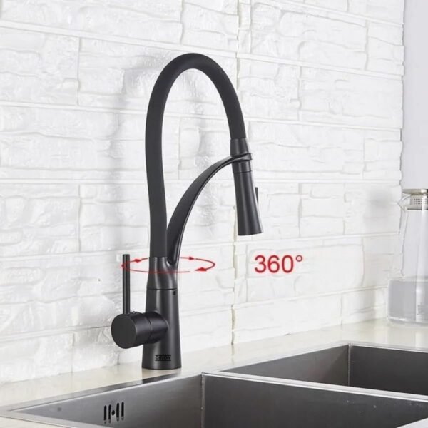 torneira cozinha gourmet monocomando flexivel preto 92110 - Imagem 5